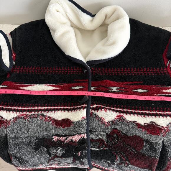Nordic Lights Womens Med Fleece Jacket Coat Aztec Western Horses Cowgirl Barn - Picture 12 of 16